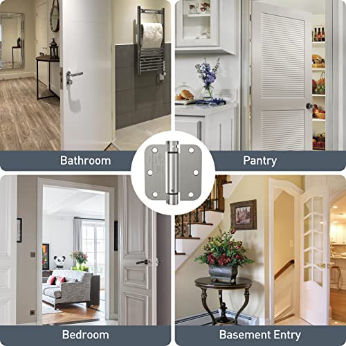 HOSOM Self Closing Door Hinges 3.5 Inch,Spring Loaded Hinges - color: Brushed Nickel, size: 3.5" 1 Pack