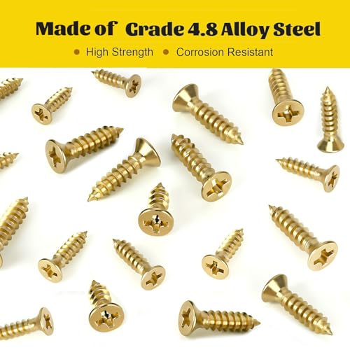 1510Pcs Wood Screws Assortment Kit, M2 M2.5 M3 Tiny Phillips Flat Head Self Tapping Screws Set, Cross Countersunk Sheet Metal Screws Assortment for Wood - size: 1510pcs M2M2.5M3 Gold
