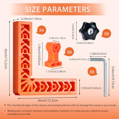 Corner Clamps 4 Pack 6x6in 90 Degree Plastic Right Angle Squares