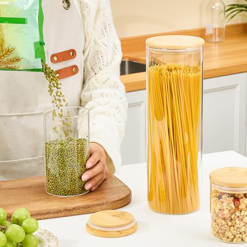 Vtopmart 74oz/27oz/20oz Glass Food Jars with Airtight Bamboo Lids, 3 Pack - size: 3 Pack (74oz/27oz/20oz)