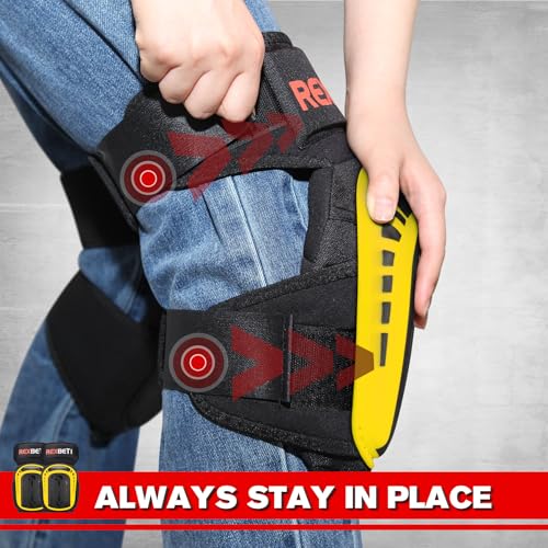 REXBETI Knee Pads for Men, Anti-slip Construction Gel Knee Pads for Work - color: Yellow