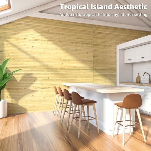 Art3d 48 x 96 in Pole Wrap Natural Bamboo Wall Panel, 1-Pack, Natural - color: Natural, size: 1-48 inches x 96 inches