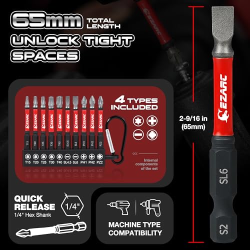 EZARC Diamond Tip Screwdriver Bit Set, 2-9/16" Anti-Slip Bits, 10PCS