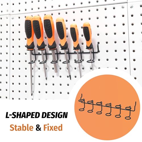 HUHOLE 4PC Pegboard Screwdriver Holder for 1/8 3/16 1/4" Pegboards - color: Black