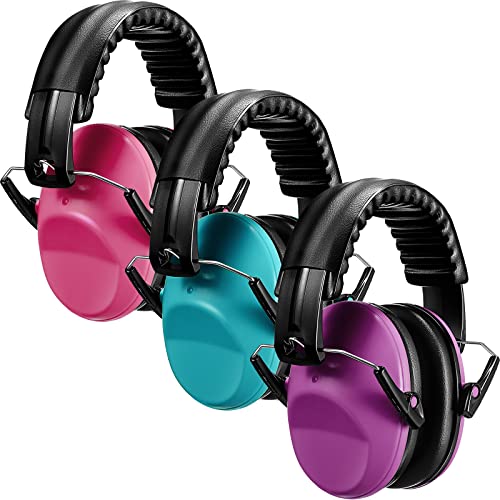Konohan 3 Pack Noise Reduction Headphones for Kids Ear Protection Earmuffs Headphones for Autism Toddler Kids Ear Muffs 27db - color: Rose Red, Purple, Lake Blue