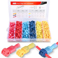 Nilight 480PCS/80 Pairs T-Tap Wire Connectors Self-Stripping Quick Splice Electrical Wire Terminals Insulated Male Quick Disconnect Spade Terminals Assortment Kit with Storage Case, 2 Years Warranty - size: 480Pcs 22-10AWG