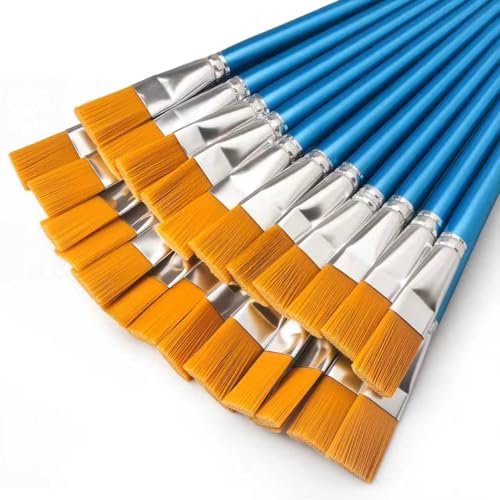 20 Pcs Flat Paint Brushes,1 Inch Craft Paint Brushes, Large Acrylic Paint Brush for Watercolor, Oil Painting, Acrylic,Big Paint Brush for Oil Paint and Body Painting Crafts, Rock Painting - color: 20 Pcs