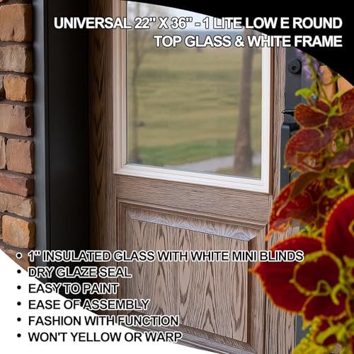 22 x 36 Entry Door Glass Insert with Low-e Glass, 1 Lite Round Top - size: 22 x 36, style: 1 Lite Round Top