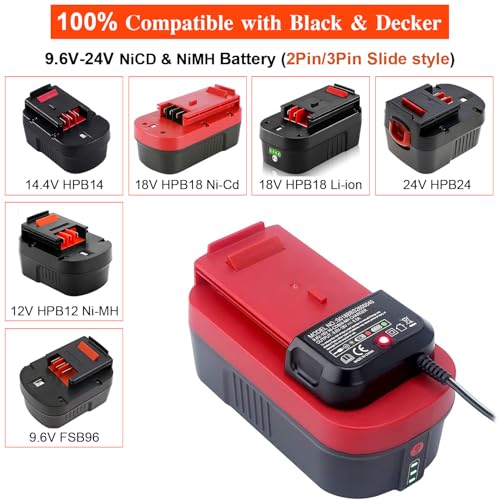 Replace of Black and Decker 18V Battery Charger 90556254-01 9.6V-18V NiCad & NiMh Battery HPB12 FS12B HPB14 FSB14 HPB18 HPB18-OPE FSB18 HPB96