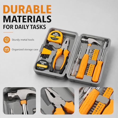 24-Piece Tool Set, Mini Tool Kit, Tool Kit for Home (Orange) - color: Orange