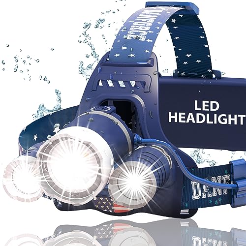 DanForce Headlamp. USB Rechargeable LED Head Lamp. Ultra Bright LUMINUS 1080 Lumen Headlamp Flashlight + Red Light. HeadLamps for Adults, Camping, Outdoors & Hard Hat Light. Zoomable IPX54 Headlight - color: Neptune