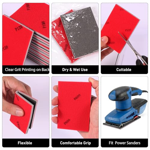 24 Pcs 2000 Grit Sanding Sponges, Wet Dry Sanding Blocks for Polishing - size: 24 PCS-2000 Grit