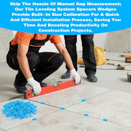 500 Pcs 1/8 Inch (3mm) Tile Spacers, Reusable Plastic Cross Tiles Spacer Blue Removable Wall Floor Leveling Clips for Various Types of Tile Leveling