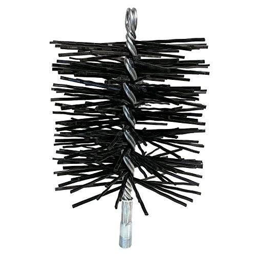 Midwest Hearth Poly Chimney Cleaning Brush, Round Polypropylene Bristles, Galvanized Steel Stem, 1/4" NPSM Fitting for Fiberglass Rod Kits, Made in USA – 8-Inch Round - size: 8-Inch Round