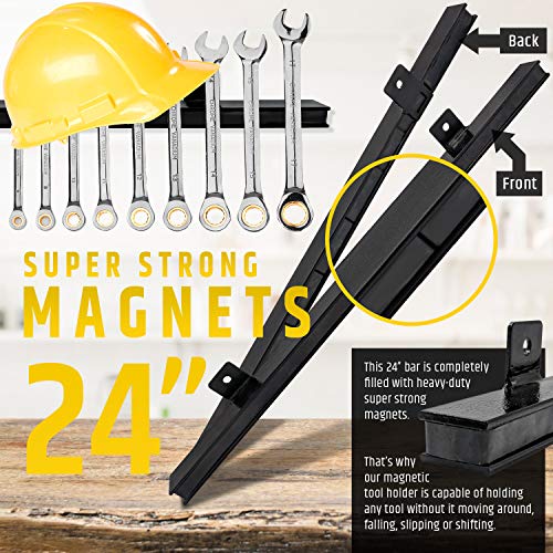 HMmagnets 24" Heavy-Duty Magnetic Tool Holder (Upgraded Version) - Extremely Powerful Magnetic Pull Force to Hold Heavy Tools - Professional Space-Saving Magnetic Bar - Tool Organizer Rack/Strip - size: 24"