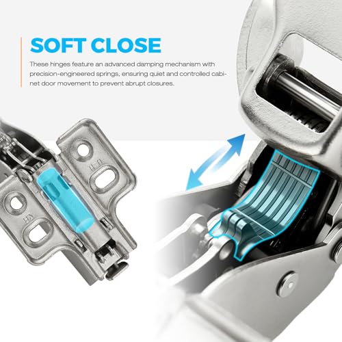 HOME EDIT 5 Pairs 10 Pack European Half Overlay Soft Close Cabinet Hinges - size: Half Overlay