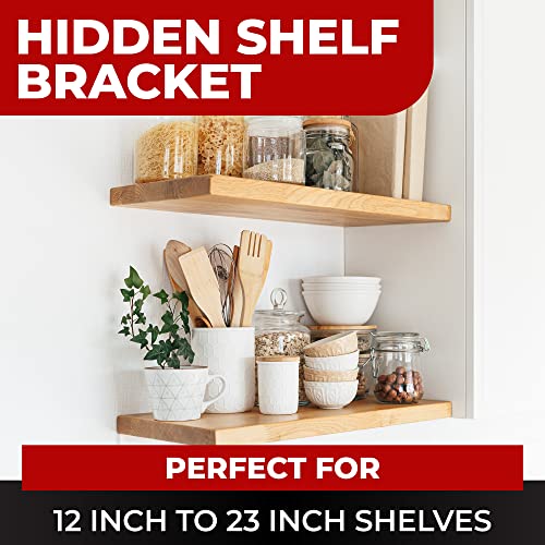 Set of 2 Floating Shelf Brackets 11 inch Multiple Mounting Location Baseplate/Heavy Duty Black Painted Mild Steel Bracket Hidden Wall Shelves Support Hardware Mount Kitchen/Nursery Decor (4 inch Rods) - size: 4 inch Rod