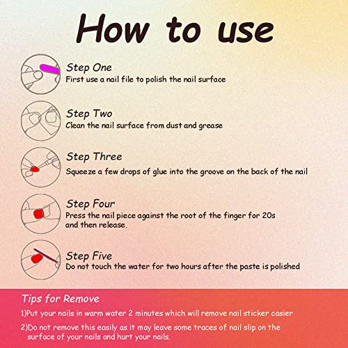 SINHOT Almond Press on Nails - Medium Fake Nails, Glossy Finish, Cute Pattern & White Dove, DIY Artificial False Nail Art - 24 Pcs Nail Kit with Glue
