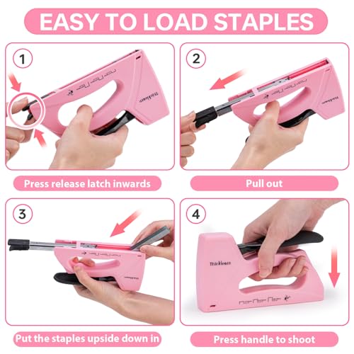 Pink Staple Gun for Crafting Projects, Light Duty Staple Gun for Wood - color: Pink