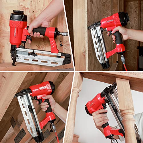 ARROW Pneumatic 16 Gauge Finish Nailer with 1000 Pcs Nails, 16 GA Professional Straight Nail Gun Kit, Oil-free Design, Depth Adjustable, Dryfire-lockout, Fits 1-1/4-Inch to 2-1/2-Inch Finish Nails
