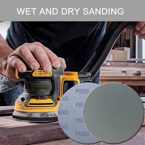 6 Inch 50 Pcs Wet Dry Hook and Loop Sanding Discs, No Hole, 5000 Grit - style: Grit 5000