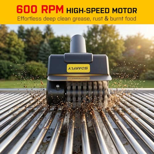SOARFLY Electric Grill Brush for Outdoor, 600RPM Cordless BBQ Grill Cleaner