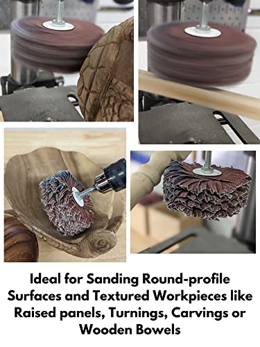 LINE10 Tools 4-inch Sanding Mop Kit, Moulding Flap Wheel Sander for Drill, 80, 120, 240 Grit Mop Sanders Brush, 1/4" Shank, Abrasive Flapper Sander for Woodworking, Contours, Finishing, Pack of 3 - style: 80 | 120 | 240 Grit