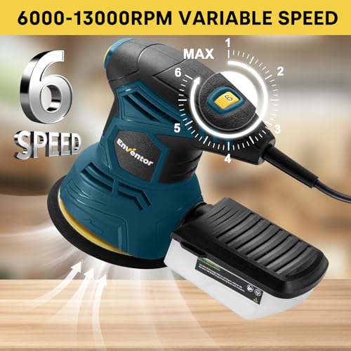 Enventor Orbital Sander with 6 Speeds, Dust Collection, 5 in, 2.5A Corded - size: 2.5A