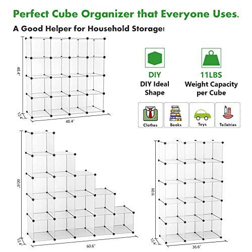C&AHOME 16 Cube Storage Organizer Cube Shelves Units Storage Cubes, White - color: Transparent White