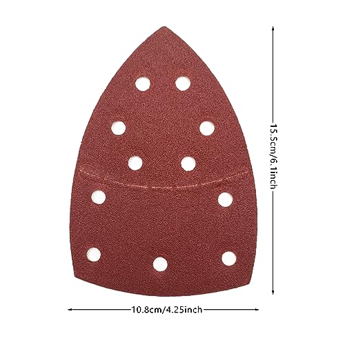 50 PCS Mouse Detail Sander Sandpaper, 120 Grit Palm Sander Sandpaper 11 Holes Hook and Loop Sander Pads Triangular Sanding Sheets Abrasive Sanding Paper for Mouse Sander - size: 120 Grit