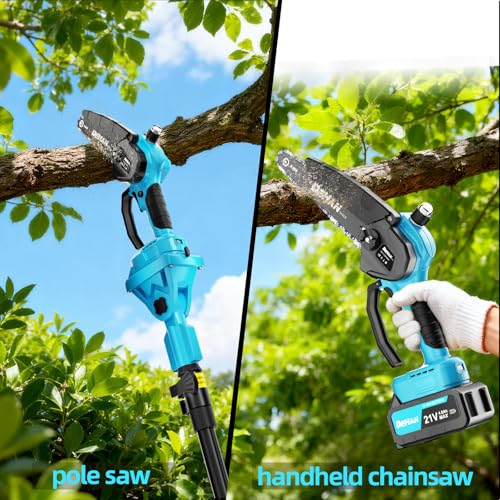 Cordless Pole Saw for Tree Trimming, 6" & 8" Chainsaw with Extension Pole - size: 6&8inch