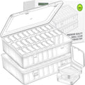 Bead Organizer Box, 60pcs Small Clear Plastic Storage Containers, Craft Storage Box Features Hinged Lid and Labels, Mini Boxes for Bracelets, Jewelry, Diamonds, Clay Beads, Screws, Seeds, Small Parts - size: 2 Pack 60 Pcs
