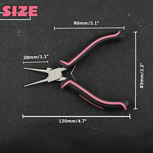 5-Inch Round Nose Pliers for Jewelry Making Wire Looping Plier Smooth Jaws Wire Bending Pliers Jewelry Making Tool Precision DIY Hand Tool for Wire Looping Wrapping, Pink Tool for Women - style: Round Nose Pliers