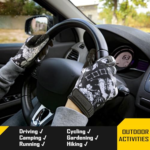 COOLJOB Mechanic Safety Work Gloves, Enhanced Anti-Slip Grip Tactical Gloves, Touchscreen, Breathable, Ultra-Soft, S-XL - color: Skull, size: X-Large
