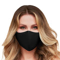 Washable Face Mask with Adjustable Ear Loops & Nose Wire - 3 Layers, Made in USA - color: Solid - Black