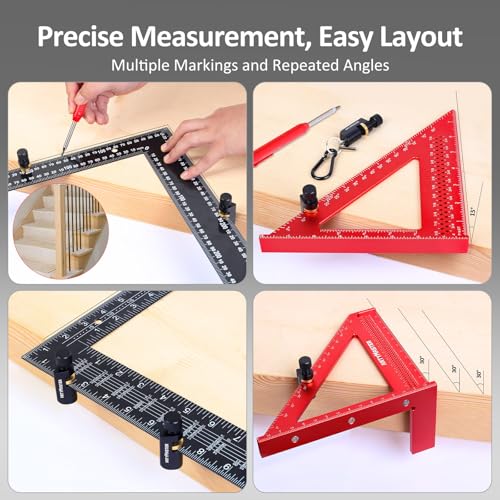 ArtyMaster Stair Gauges with Rubber Pad – Stair Gauges for Framing Square & Circular Saw – Framing Jig Square Stops – Circular Saw Guide – Carpentry Jig Stops - color: Black