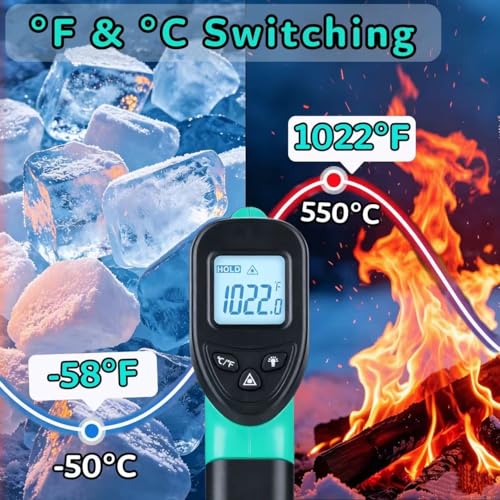Infrared Thermometer Gun for Cooking, Digital IR Thermometer - color: Green