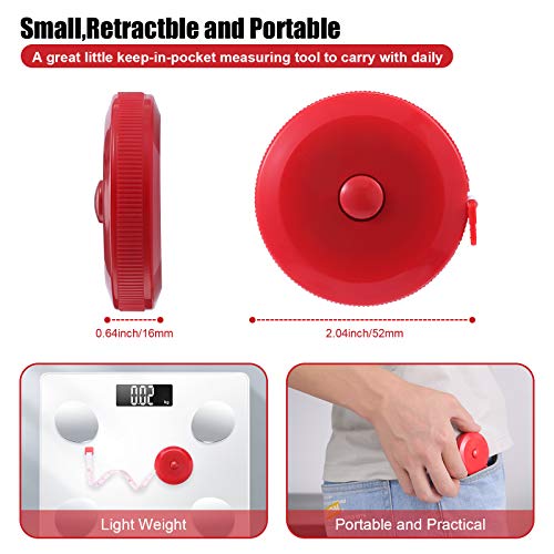 Tape Measures Retractable, Fabric Measuring Tape, 60 Inch Small Sewing Tape Measure for Craft Nursing Medical Travel(3 Pack/Red) - color: Red