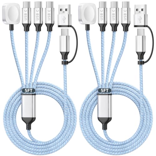 4in2 3 X USB C Cable Multi Charging Cable for iWatch Charger, 5FT 2PCS - color: B1-Square_2, size: 2PCS&5FT