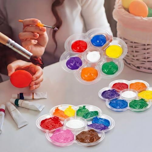 100 Pcs Large Clear Plum Blossom Paint Tray Palette Disposable Watercolor Palette Acrylic Paint Pallet Color Mixing Tray for Painting Party Oil Watercolor Craft Supplies DIY Art Painting - style: Plum Blossom 7 Square
