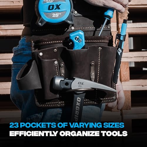 OX Drywall Tool Belt + Pouches - Leather Tool Belts For Men - Size XL - color: Drywall Belt, size: XL