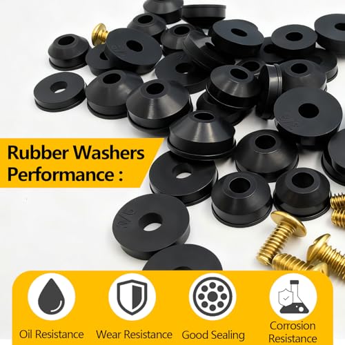 114-Piece 12 Sizes Faucet Washers Assorted Kit - Outdoor Spigot Repair Kit for Hose Bib, Water Valve - Flat & Beveled Faucet Rubber Washer Assortment, Brass Bibb Screws - size: 12