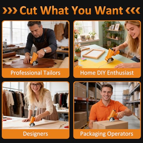 Cordless Electric Scissors - Rechargeable Cardboard Cutter,Cardboard Cutter Electric with 2 x Stainless Steel Rotary Blade,Power Rotary Cutter for Thin Cardboard Box Carpet Leather