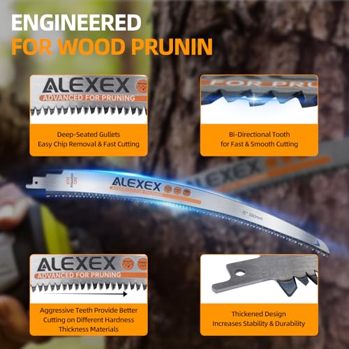ALEXEX 6Pcs 12" Japanese Teeth Reciprocating Saw Blades for Wood Cutting and Tree Trimming, 6TPI Arc Curved Wood Sawzall Blades for PVC Pipe Cutting, Cr-V Sabre Sawzall Pruning Blades 12 Inch - size: 12 Inch 6TPI