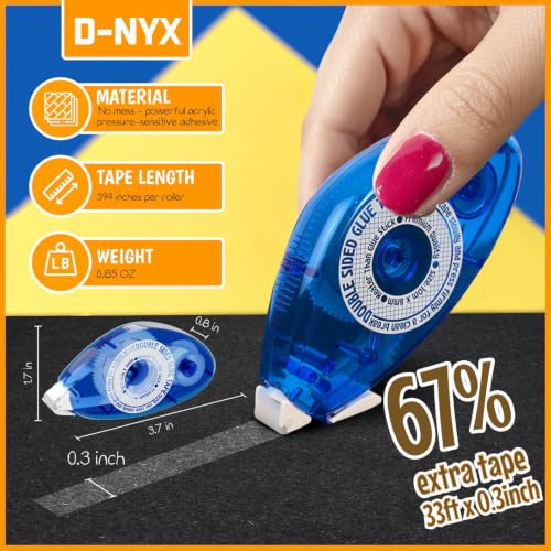 D-NYX Double Sided Tape Scrapbook Tape Roller, Adhesive Glue Runner, Scrapbooking Journaling Supplies, Must Have Glue Tape Roller for Paper Art & Craft Card Making Gift Wrapping Office School Home - size: 4 Pack