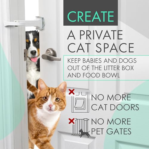 Portable Door Lock for Pets & Childproofing. No Adhesives, No Door Damage. Adjustable Cat Door Latch for Baby Proofing. Let Cats in, Keep Kids & Dogs Out. Baby Door Lock & Cat Door Holder