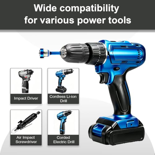 6pcs Drywall Screw Setter Set, 1/4" Hex Adjustable Depth Positioning Bits with Magnetic Bit Holder Extension Bar, Magnetic Positioning Screwdriver Bits, for Sheetrock and Plasterboard Screws (Blue) - color: Blue