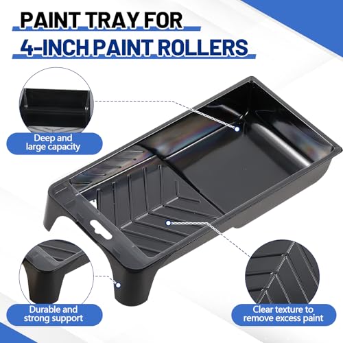 Menkxi 32 Pack 4 Inch Paint Roller Kit Including 4" Mini Small Foam Roller Covers Frame Tray and Liner for Painting Staining Results Home DIY Crafts Holiday Party
