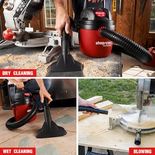 Shop-Vac 1.5 Gallon 2.0 Peak Wet Dry Vacuum + 6pc Micro Cleaning Nozzle Kit, 1-1/4" Detailed-Cleaning Attachments