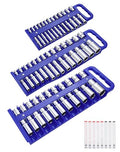 Reniteco 3-Piece Magnetic Socket Organizer Tray, for 1/2'', 3/8 '', 1/4'' Drive Metric/SAE Hold up to 76 Sockets, Heavy-Duty Socket Holder with Handle & Magnetic Base, Sockets Not Included - color: Blue